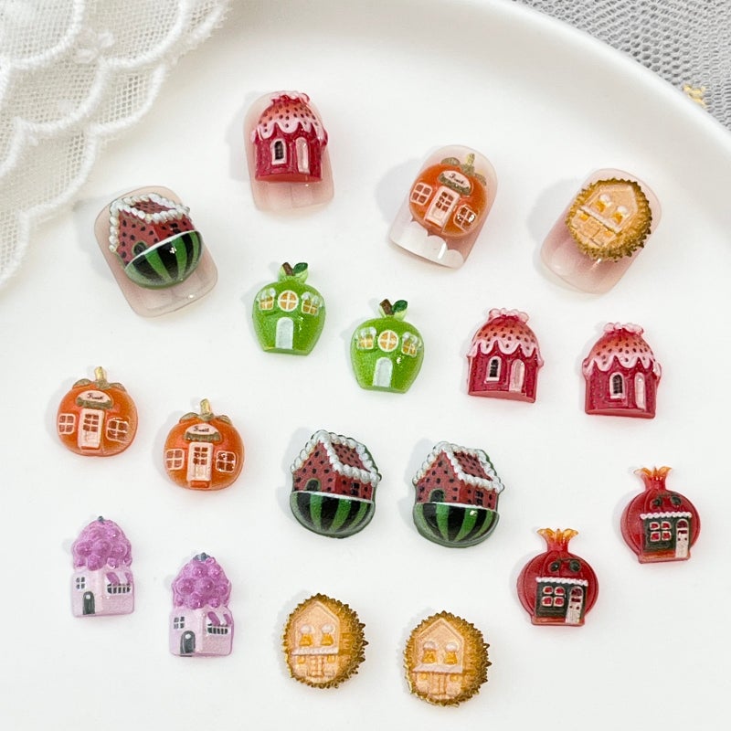 Cute Fruit House Cartoon Nail Art Charms - 3D Resin DIY - Image 1