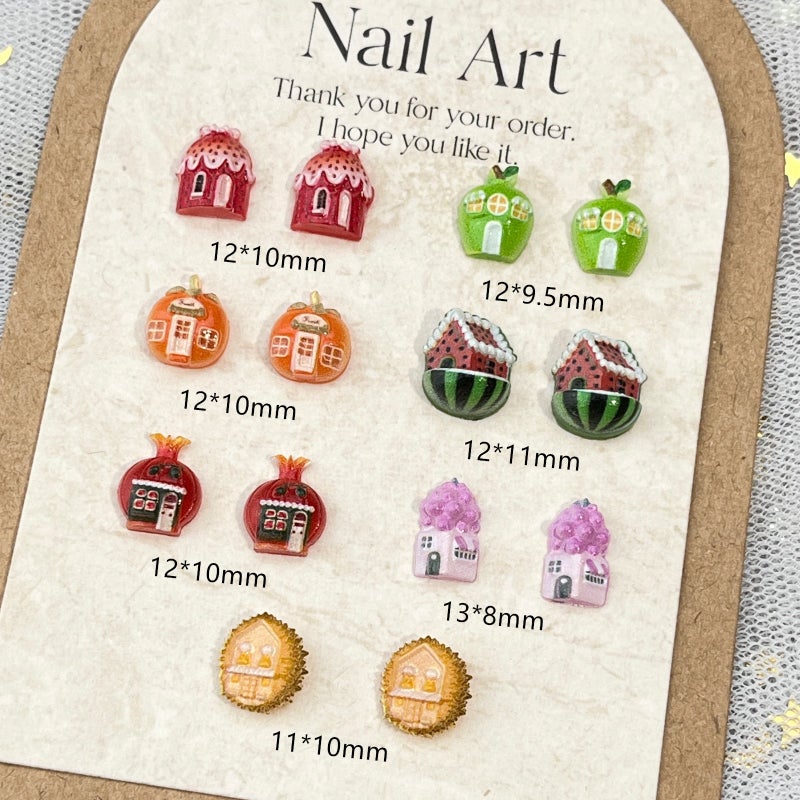 Cute Fruit House Cartoon Nail Art Charms - 3D Resin DIY - Image 2