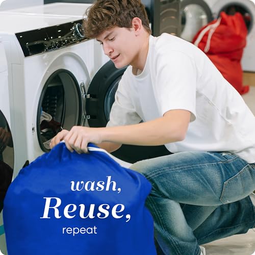Handy Laundry Nylon Laundry Bag - Locking Drawstring Closure and Machine Washable. These Bags will Fit a Laundry Basket or Hamper and Strong Enough to Carry up to Three Loads of Clothes. (Royal Blue) - Image 5