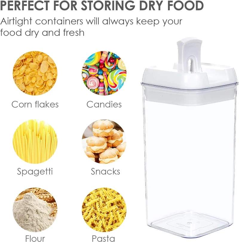 Quesera  14 PCS Airtight Food Storage Containers Set, BPA Free Plastic Kitchen Pantry Organizer, with Easy Lock Lids for Organization, includes Black labels , pen and measuring spoon set.  | Best Price UAE