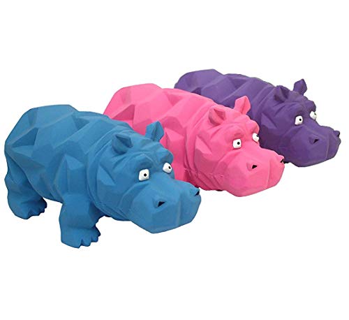 Multipet 3 Pack of Origami Hippo Latex Dog Toys 8 Inch Assorted Colors