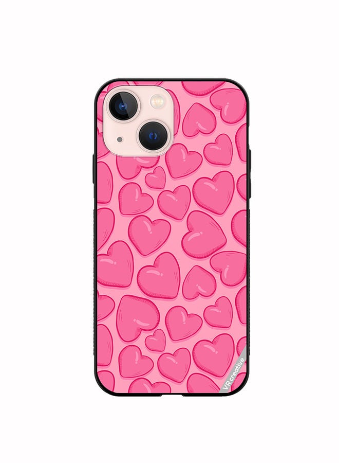 VR CREATIVE Protective Case Cover For Apple iPhone 14 Plus Pink Herat Design Multicolour - Image 1