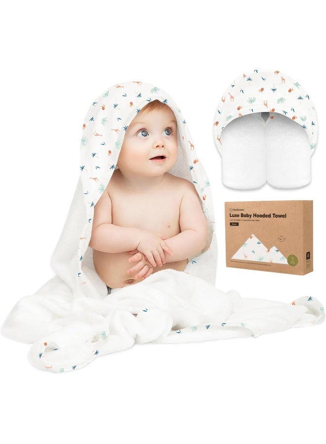 KeaBabies Hooded Baby Towel for Newborn - Viscose Derived from Bamboo Large Baby Bath Towels with Hood for Boys, Girls, Toddler, Extra Absorbent & Soft Newborn Bath Essentials (Wildscape) - Image 1