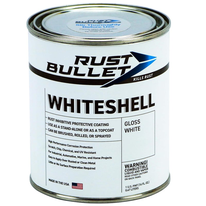 RUST BULLET WhiteShell - Gloss White - 1 Pint - UV Resistant Rust Preventive Coating, Corrosion Control & Long-Lasting Protection for Metal - Image 1