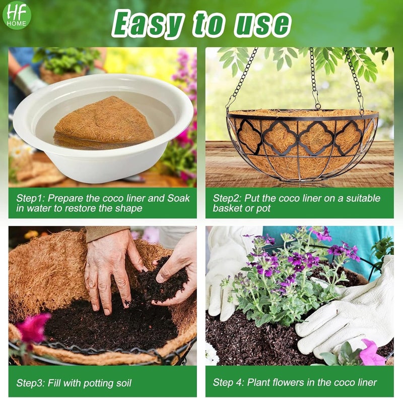 HFHOME 2PCS 16" Round Coco Liner Coco Replacement Liner Basket Window Box - Image 4