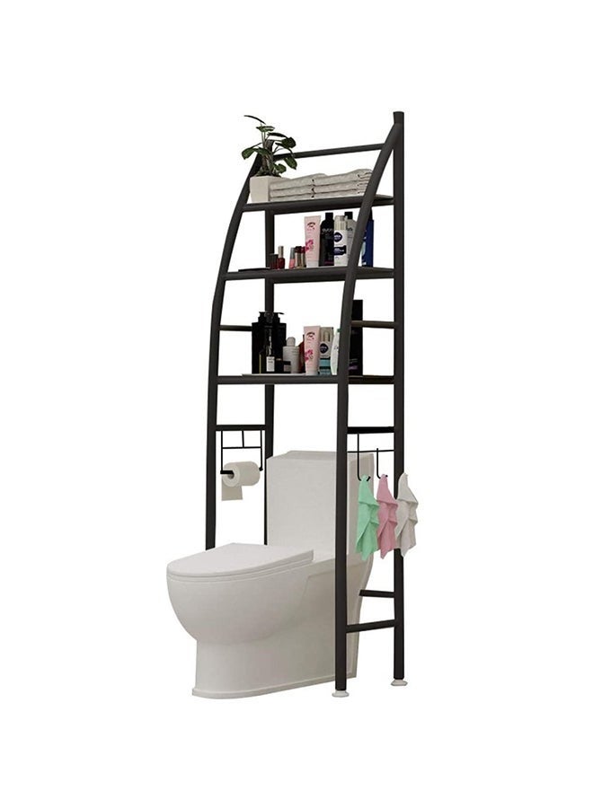 BLOOMING TIME Metal Toilet Cabinet Shelving Kitchen Bathroom Space Saver Shelf Organizer Holder - Black  - Image 1