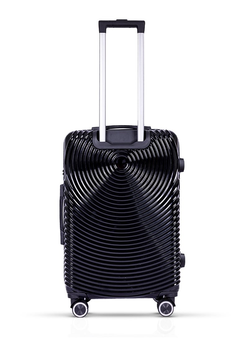 MNUK - Cruise Checked Luggage | Hardside Soft Handle Trolley with TSA Lock |Double 360° 4 Wheeler| Madium-24 Inch| Black - Image 1