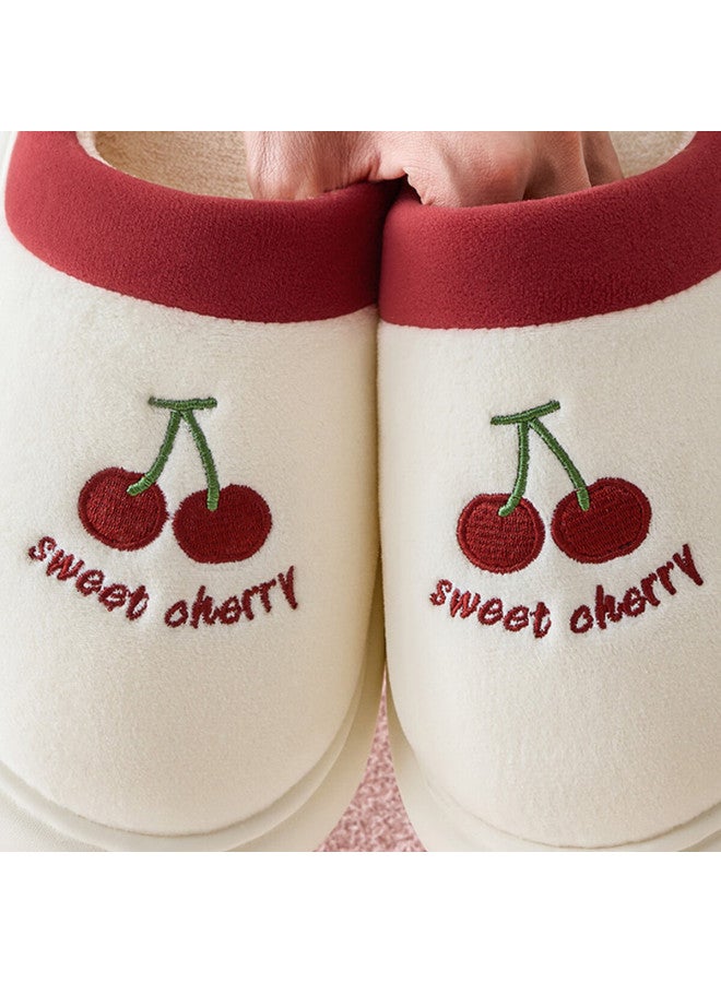 Tzldn Women's Cotton Slippers  Autumn Winter New Indoor Warm Double Cotton Shoes White Size 36-37 - Image 1