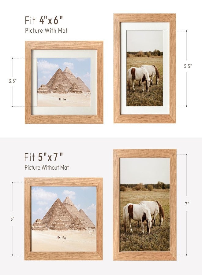 wallwisy 5x7 Picture Frame, Solid Oak Wood 5x7 Photo Frame with Mat to 4x6, 7x5 Picture Frames for Wall and Tabletop Display, Natural Oak 5 x 7 Frame, Set of 1 - Image 3