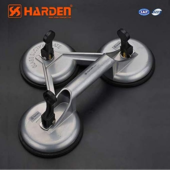 هاردن 620607 مصاصة زجاجية ثلاثية المخالب من سبائك الألومنيوم ورافعة زجاجية مطاطية قوية سميكة - Image 3