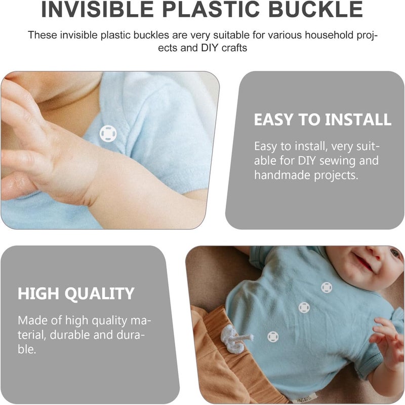 HEALSOPTHY Invisible Snap Buttons for Clothing Sewing Accessories, Plastic Small Size 7-15mm, DIY Garment Fasteners for Clothes and Shirts, 60 Pieces Pack - Image 3