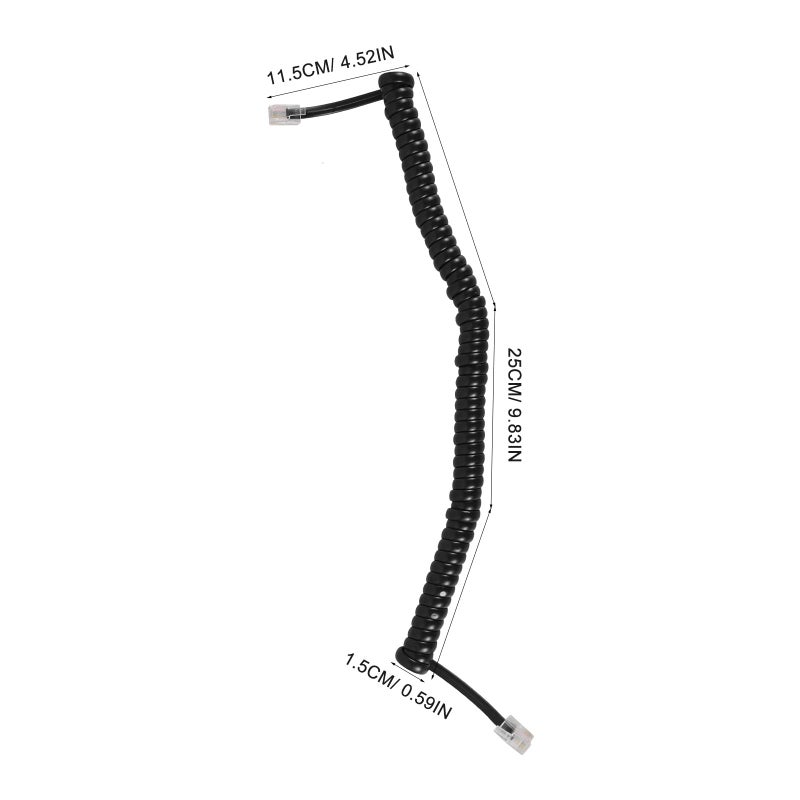 Coiled Telephone Receiver Cord 2 Pack Black Landline Phone Cable for Home Office - Image 3