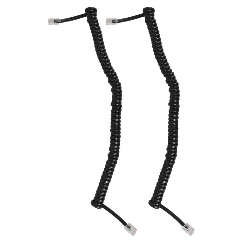 Coiled Telephone Receiver Cord 2 Pack Black Landline Phone Cable for Home Office - Image 2