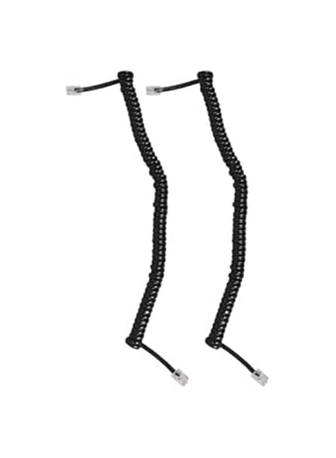 Coiled Telephone Receiver Cord 2 Pack Black Landline Phone Cable for Home Office - Image 1