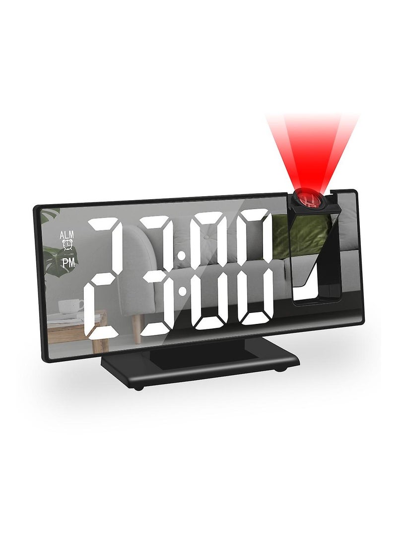 DubaiGallery Projection Alarm Clock for Bedroom, 4-Level Dimmer, 7.8" Large Screen, Snooze Function, 12/24H, USB Charging Port, Temperature Display, Ceiling Digital Alarm Clock with 180° Projector for Home - Image 1