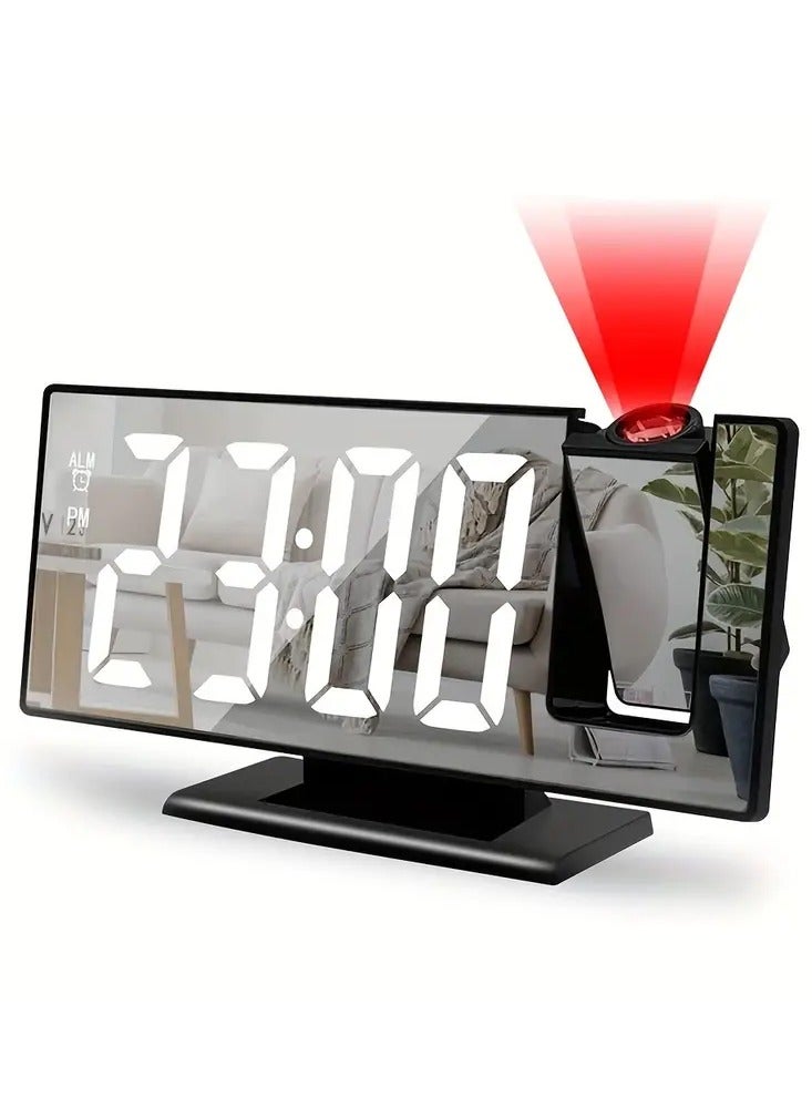 DubaiGallery Projection Alarm Clock for Bedroom, 4-Level Dimmer, 7.8" Large Screen, Snooze Function, 12/24H, USB Charging Port, Temperature Display, Ceiling Digital Alarm Clock with 180° Projector for Home - Image 3
