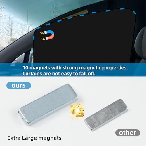 VANPET 5 Pcs Car Curtains, 99% Light Blocking Fabric Rear Seat & Side Windows Divider Curtain Baby Shades, Wide Sedan SUV Sunshade Screen Covers for Travel Camping (Extra Large Car Curtains 5 Pcs) - Image 2