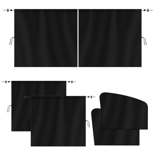 VANPET 5 Pcs Car Curtains, 99% Light Blocking Fabric Rear Seat & Side Windows Divider Curtain Baby Shades, Wide Sedan SUV Sunshade Screen Covers for Travel Camping (Extra Large Car Curtains 5 Pcs) - Image 1