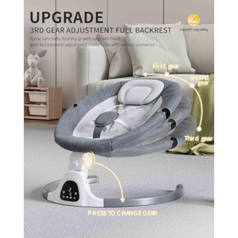 Adjustable Height Baby Swings for Infants to Toddler-Electric Bluetooth Infant Swing with Remote Control, Rocker with 5 Speeds, 5-Point Harness, 3 Seat Positions, 12 Preset Lullabies - Image 5