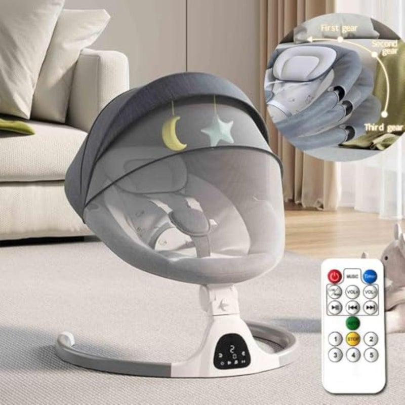 Adjustable Height Baby Swings for Infants to Toddler-Electric Bluetooth Infant Swing with Remote Control, Rocker with 5 Speeds, 5-Point Harness, 3 Seat Positions, 12 Preset Lullabies - Image 1