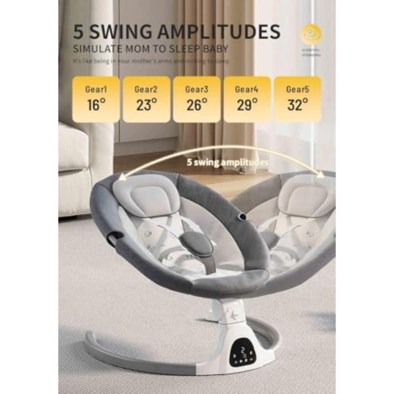Adjustable Height Baby Swings for Infants to Toddler-Electric Bluetooth Infant Swing with Remote Control, Rocker with 5 Speeds, 5-Point Harness, 3 Seat Positions, 12 Preset Lullabies - Image 4