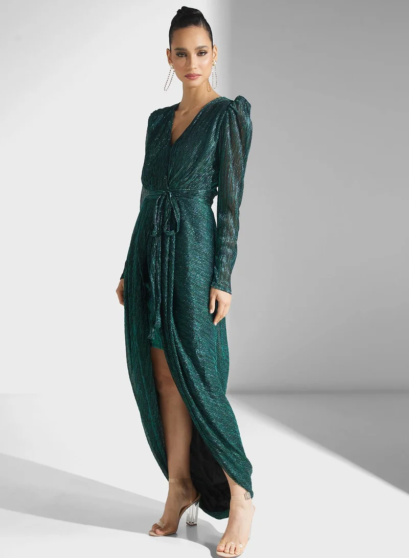 Golden Apple Plunge Neck Wrap Front Dress for Women Best Price Oman