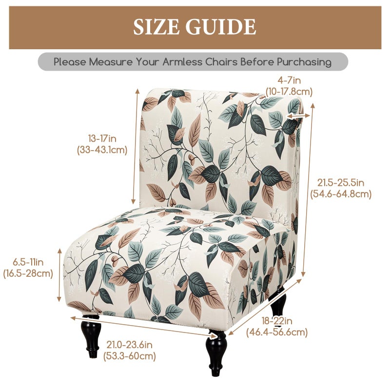 FUANGUI Armless Accent Chair Cover Slipcover, Stretch Spandex Chair Covers for Living Room Removable Washable for Armless Chair Furniture Protector - Image 3