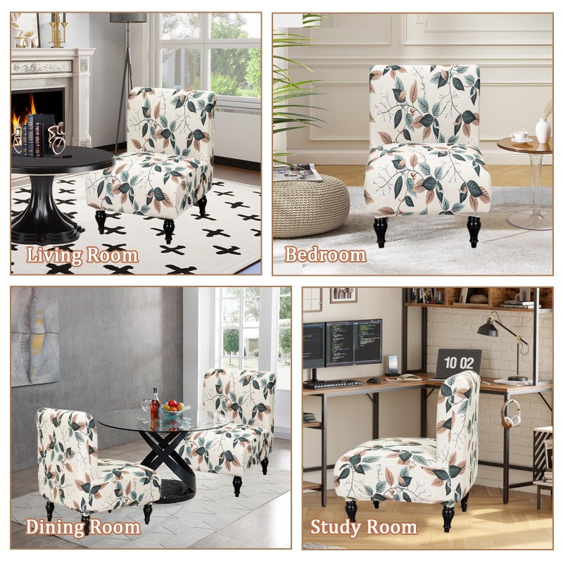 FUANGUI Armless Accent Chair Cover Slipcover, Stretch Spandex Chair Covers for Living Room Removable Washable for Armless Chair Furniture Protector - Image 2