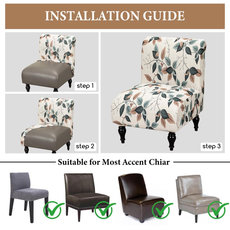 FUANGUI Armless Accent Chair Cover Slipcover, Stretch Spandex Chair Covers for Living Room Removable Washable for Armless Chair Furniture Protector - Image 5