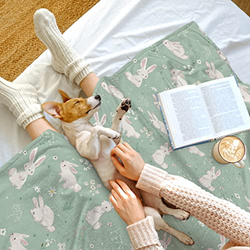 Jagfhhs Soft Luxury Easter Blanket Cute Bunny Spring Flower Warm Throw Blanket for Couch,Lightweight Plush Fuzzy Cozy Easter Blanket Throw,Seasonal Spring Holiday Blankets for Couch Bed Living Room 60"x50" - Image 3
