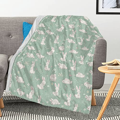 Jagfhhs Soft Luxury Easter Blanket Cute Bunny Spring Flower Warm Throw Blanket for Couch,Lightweight Plush Fuzzy Cozy Easter Blanket Throw,Seasonal Spring Holiday Blankets for Couch Bed Living Room 60"x50" - Image 1