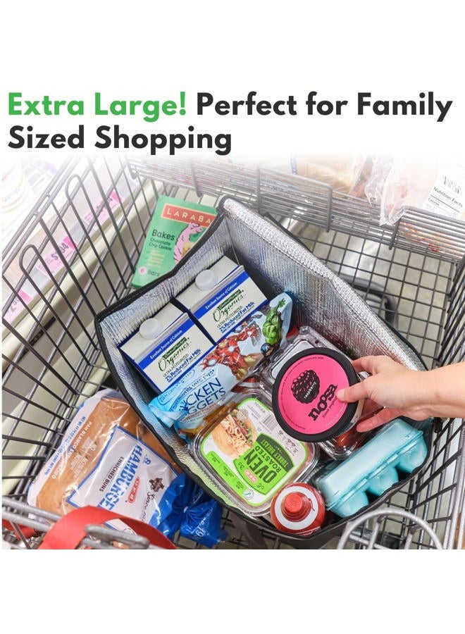Creative Green Life XL Insulated Reusable Grocery Bags (2-Pack) - Premium Quality Cooler Bags with Hard Bottom Insert - Stands Upright, Machine Washable, Sturdy Zipper - Insulated Bag for Warm or Cold Food Delivery Bag - Image 3