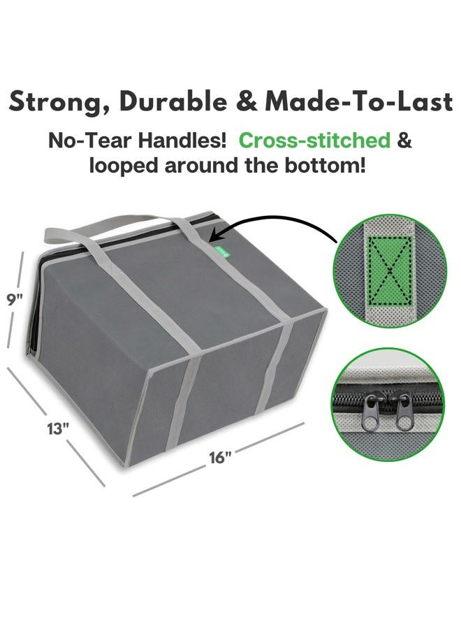 Creative Green Life XL Insulated Reusable Grocery Bags (2-Pack) - Premium Quality Cooler Bags with Hard Bottom Insert - Stands Upright, Machine Washable, Sturdy Zipper - Insulated Bag for Warm or Cold Food Delivery Bag - Image 5