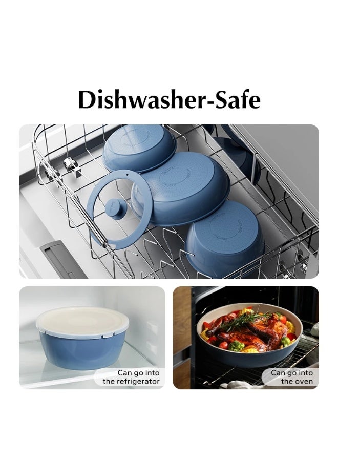 Redchef طقم أواني طهي ريدشيف غير لاصقة من السيراميك الصخري، بمقابض قابلة للإزالة (5 قطع)، غير سامة، وخالية من مركبات PFAS وPTFE وPFOA - للقلي - Image 2