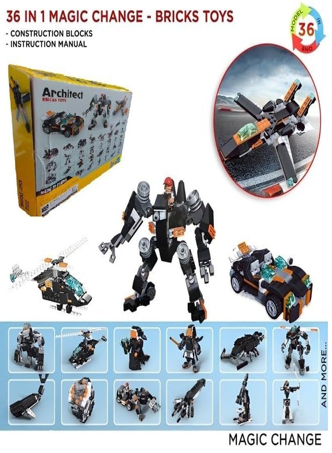 Galaxy Hi-Tech 36-in-1 Magic Building Blocks Set 256+ Pieces Creative Construction Toy for Kids |Includes Instruction Manual Ideal for Boys & Girls Ages 6+ DIY Brick Robot, Car, Jet, Ship Models - Image 3