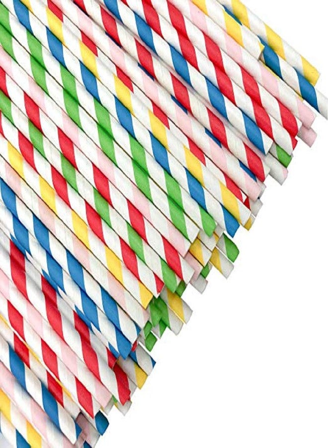KTOJOY 100PCS Biodegradable Paper Straws Bulk, Assorted Rainbow Colors Striped Drinking Straws for Juice, shakes, Cocktail, Coffee,Soda, Milkshakes, Smoothies,Celebration Parties and Arts Crafts Projects - Image 2