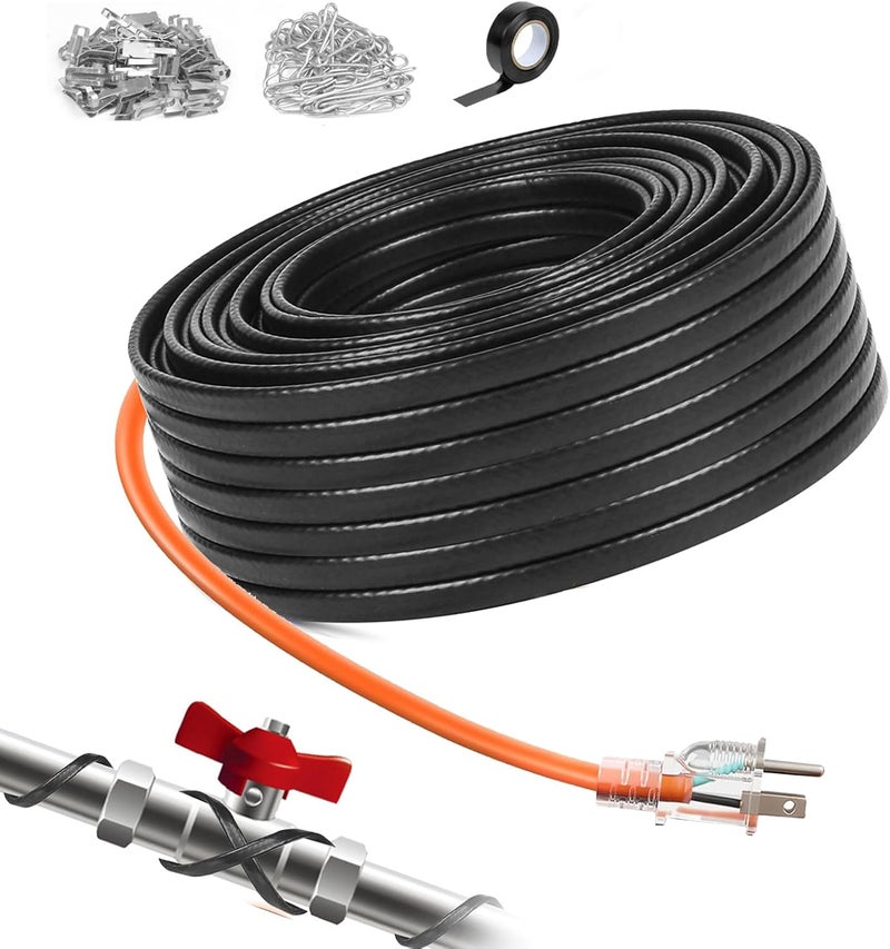 LantingMing 100FT Heat Tape for Water Pipes Roof & Gutter Snow De-Icing Heat Cable 100 feet 5 Watts Per Foot, Water Line Heat Tape Keeps Water Flowing at -40°F 5W/FT, 120V (100FT) - Image 1