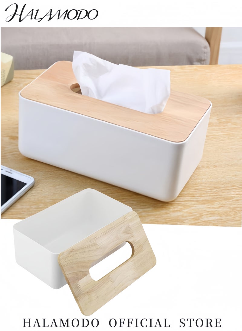HALAMODO Tissue Box Holder Bamboo Tissue Box Cover Water-Resistant Rectangular Wooden Facial Tissue Box Ideal for Bathroom & Office Desk - Image 5