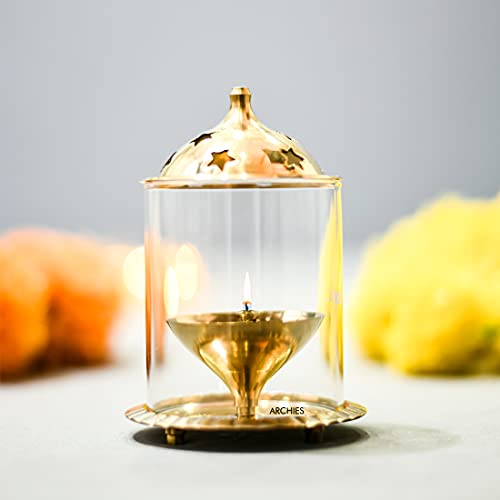 Archies Akhand Diya Brass Metal Diyas Light Lamp (Standard Size, AKDMT03152) - Image 2