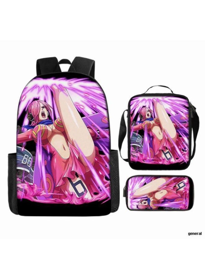 general The latest universal cartoon printed three piece practical bag combination (suitable for students, children, friends, outings, mountain climbing, etc.) - Image 1