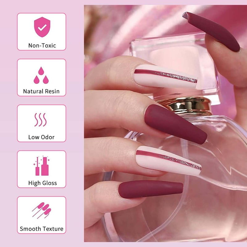 JR 9pcs 15ml Gel Nail Polish Set Red Nude Pink Gel Polish Kit Nude Pink Gel Polish Nail Art Manicure Salon DIY Soak Off UV LED Nail Gel Kit DIY Art Manicure - Image 3