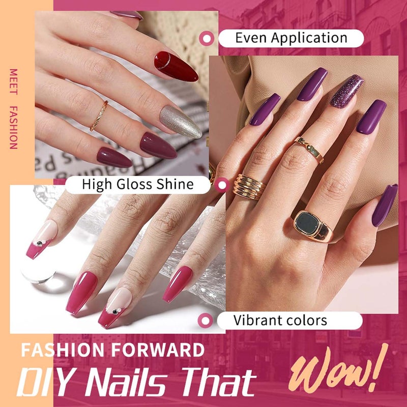 JR 9pcs 15ml Gel Nail Polish Set Red Nude Pink Gel Polish Kit Nude Pink Gel Polish Nail Art Manicure Salon DIY Soak Off UV LED Nail Gel Kit DIY Art Manicure - Image 5