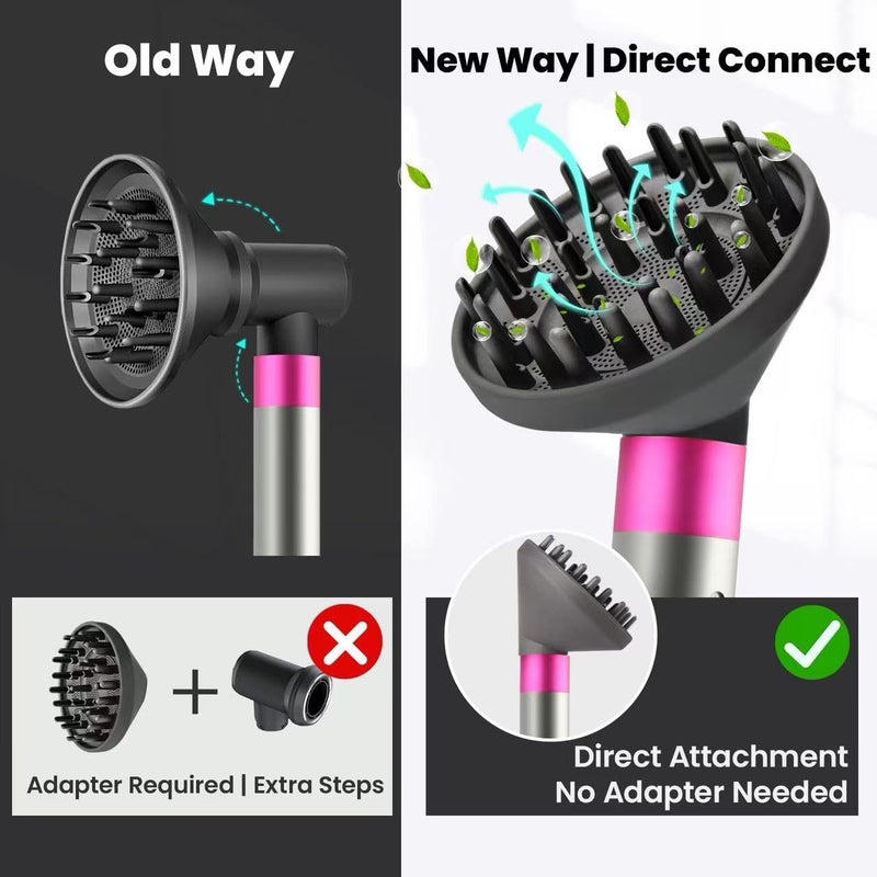 Dotspun Upgraded Large Diffuser Attachment for Dyson Airwrap Styler HS01/HS05/HS08 - Converts to Hair Dryer, Fast Drying Wave & Curly & Thick, Heat Resistant Nylon Fiber Nozzle Attachments (Grey) - Image 4