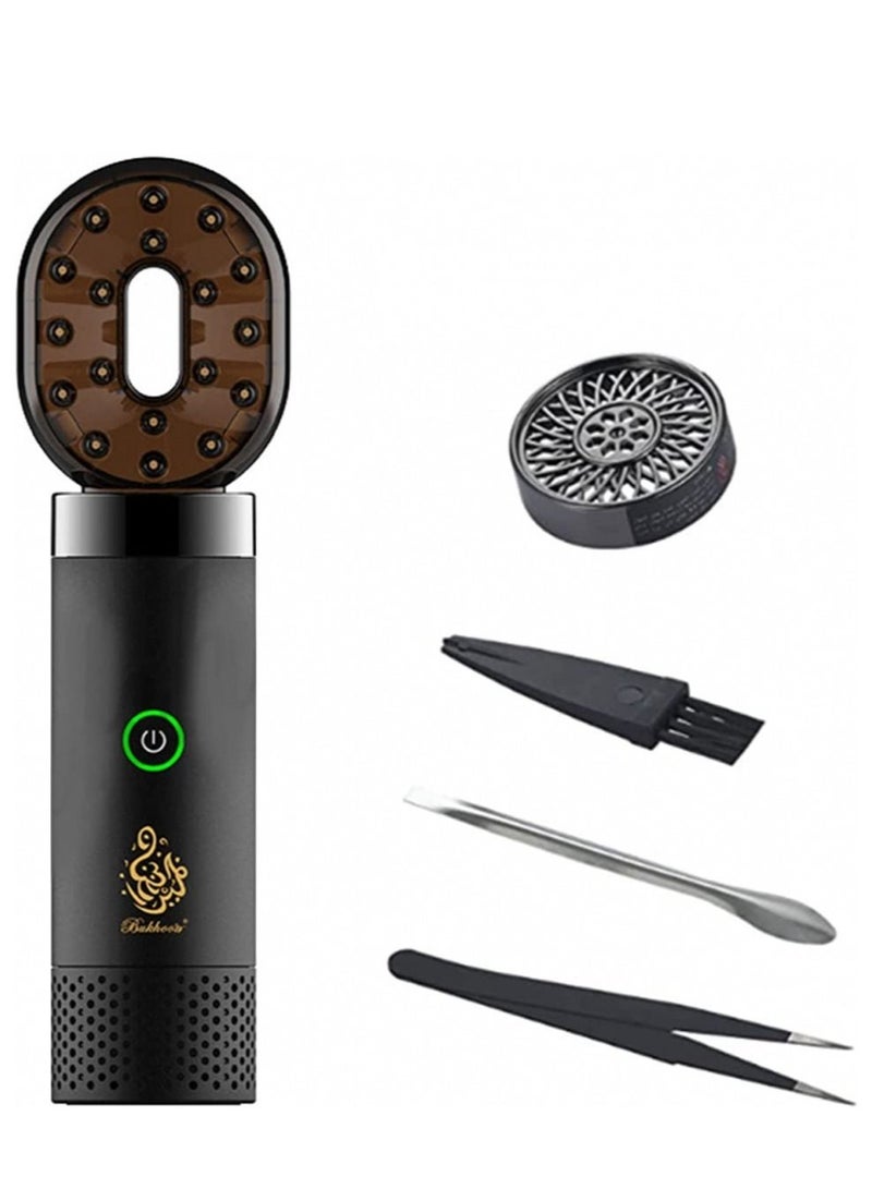 ELTRAZONE 2 In 1 Hair Incense Bukhoor Burner Electronic Bukhoor Burner Arabic Incense Arabic Mubkhar Wooden Incense burner Dual - Image 1