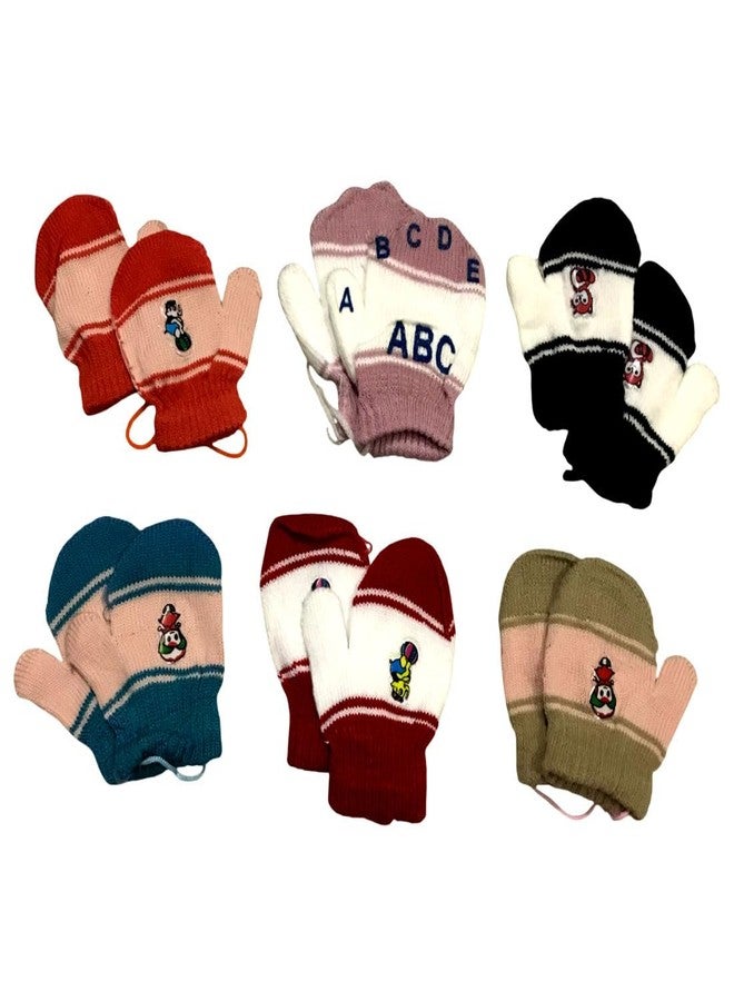 IGNOTO Warm Knitted Wool Baby Mittens Infants Mutthi - Ultra Soft, Lightweight & Ideal for Newborn Care and Gifting (Pack of 6)(3-6 Monts) - Image 1