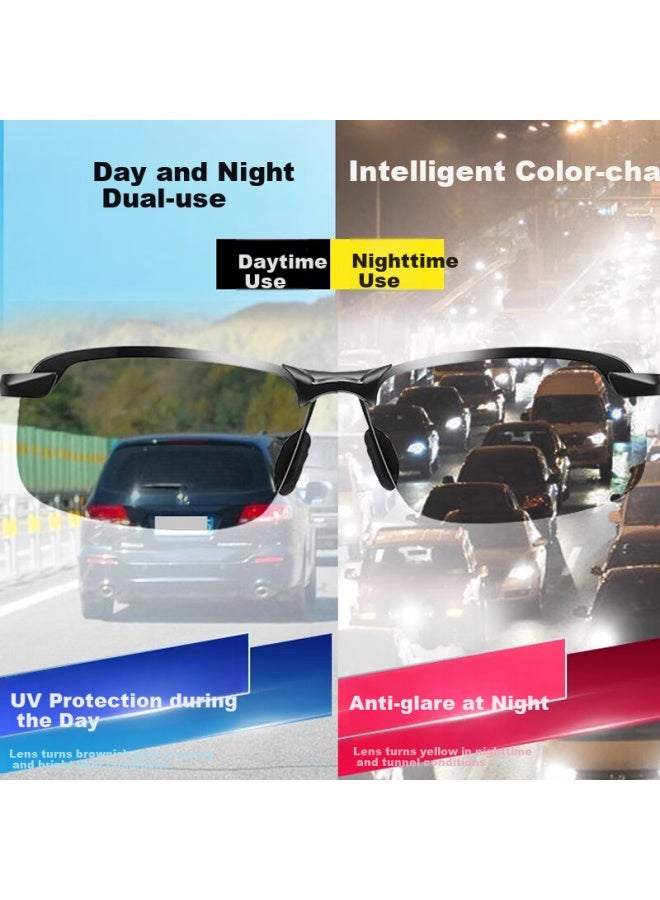 Angelamiao Angelamiao Polarized Night Vision Glasses For Men, Driving Fishing Glasses, Day And Night Dual-use, Specialized For Driving, Gun Frame Color-changing  - Image 1