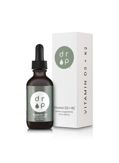 D R P Vitamin D3 + K2 Drops with 1000 IU of Plant Based D3 and 45 mcg of K2, 2 oz Liquid Supplement for Bone Strength, Improved Mood - No Artificial Preservatives, Unflavored, with Coconut MCT Oil  - Image 1