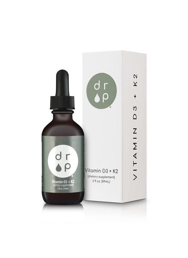 D R P Vitamin D3 + K2 Drops with 1000 IU of Plant Based D3 and 45 mcg of K2, 2 oz Liquid Supplement for Bone Strength, Improved Mood - No Artificial Preservatives, Unflavored, with Coconut MCT Oil  - Image 1
