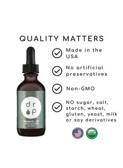 D R P Vitamin D3 + K2 Drops with 1000 IU of Plant Based D3 and 45 mcg of K2, 2 oz Liquid Supplement for Bone Strength, Improved Mood - No Artificial Preservatives, Unflavored, with Coconut MCT Oil  - Image 5