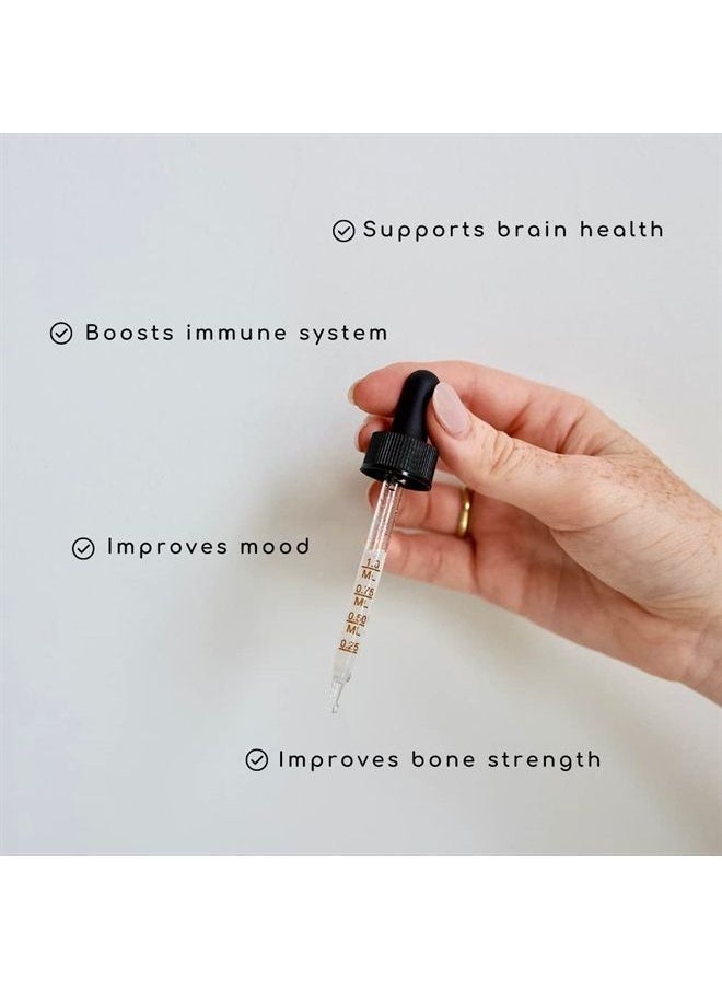 D R P Vitamin D3 + K2 Drops with 1000 IU of Plant Based D3 and 45 mcg of K2, 2 oz Liquid Supplement for Bone Strength, Improved Mood - No Artificial Preservatives, Unflavored, with Coconut MCT Oil  - Image 2